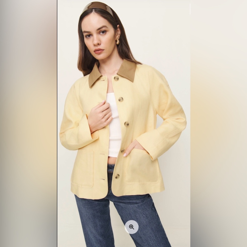 NEW Reformation Lila Linen Jacket, Size Medium
